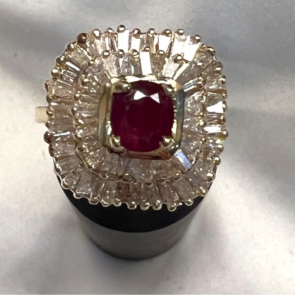 1k Ruby with 2 carats  Diamond Baguette Ring